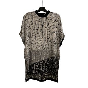 HELMUT LANG Black and White Silk Abstract Tunic